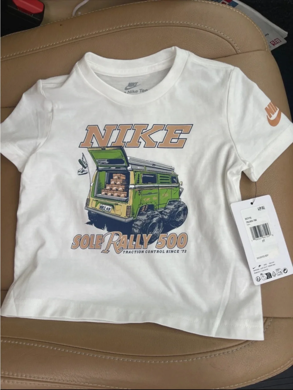 Nike White Tee with Green Rally Van Graphic